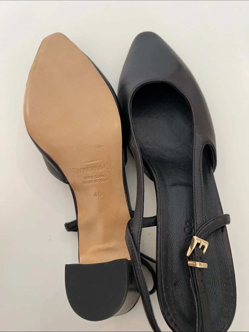 Women's Black Slingback Pointed-Toe Heels